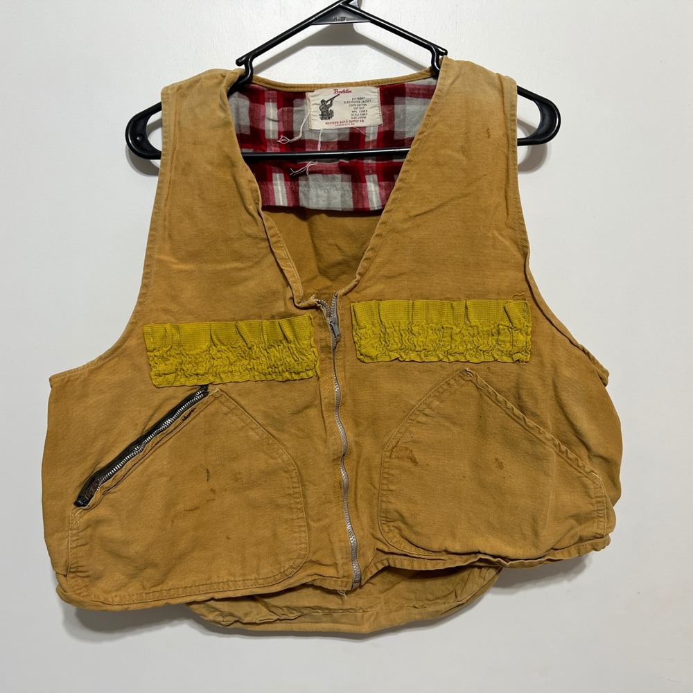 Vintage Hunting Vest Mens Size L‎ Sleeveless Revelation Western Auto Supply Co